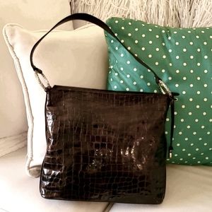 Brighton Cher Brown Patent Croco Shoulder Bag